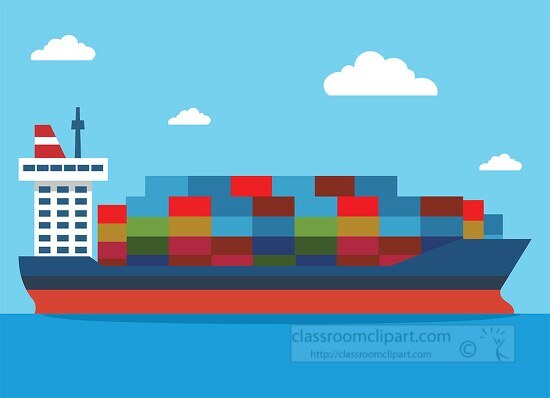 cargo container ship transports goods in containers to ports cli