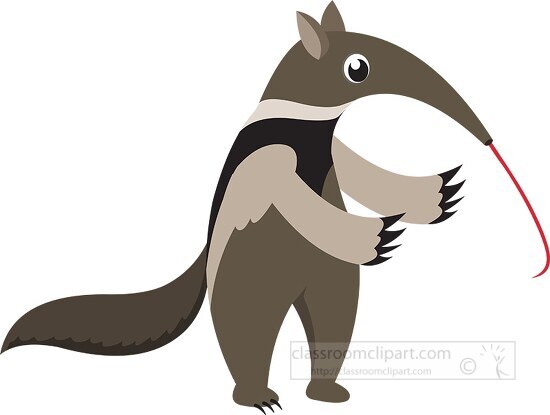 cartoon Anteater with arms stretched out clipart