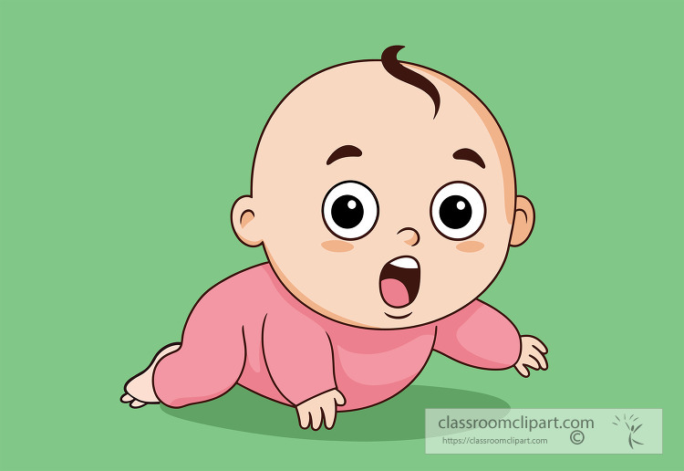 cartoon baby reaches hand out to crawl