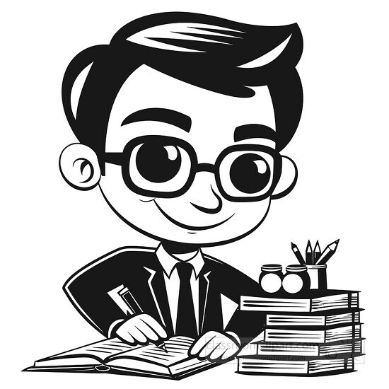 Cartoon boy with books