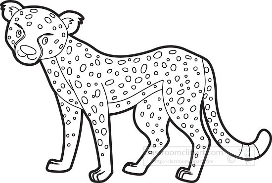 cartoon cheetah standing on the grass with a white background ou