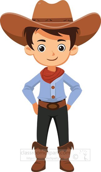 cartoon cowboy standing with his hands on his hips
