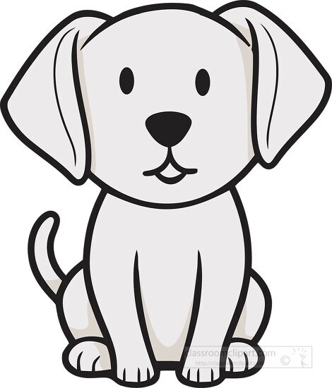 cartoon dog sitting down with a black nose outline