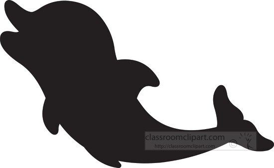cartoon dolphin with open mouth and blue eyes silhouette