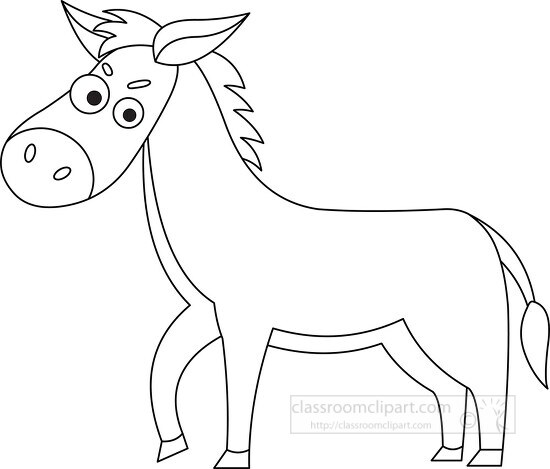 cartoon donkey with a surprised look on its face outline