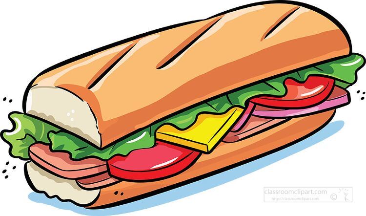 cartoon drawing of a sandwich with various toppings