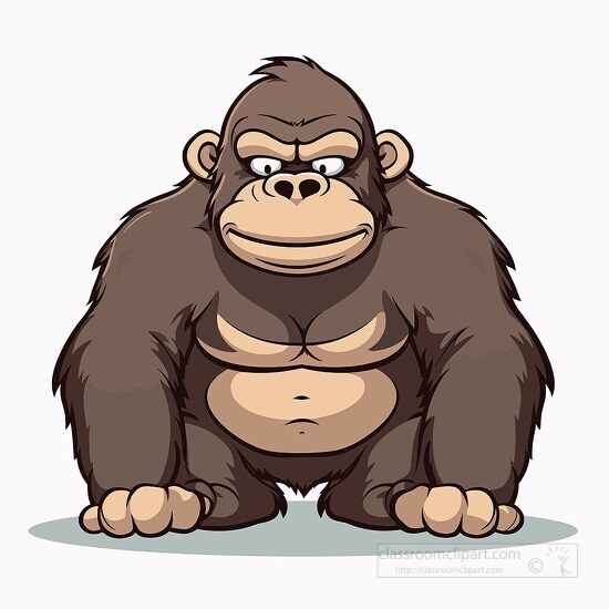 cartoon gorilla with a sullen mood and powerful stance