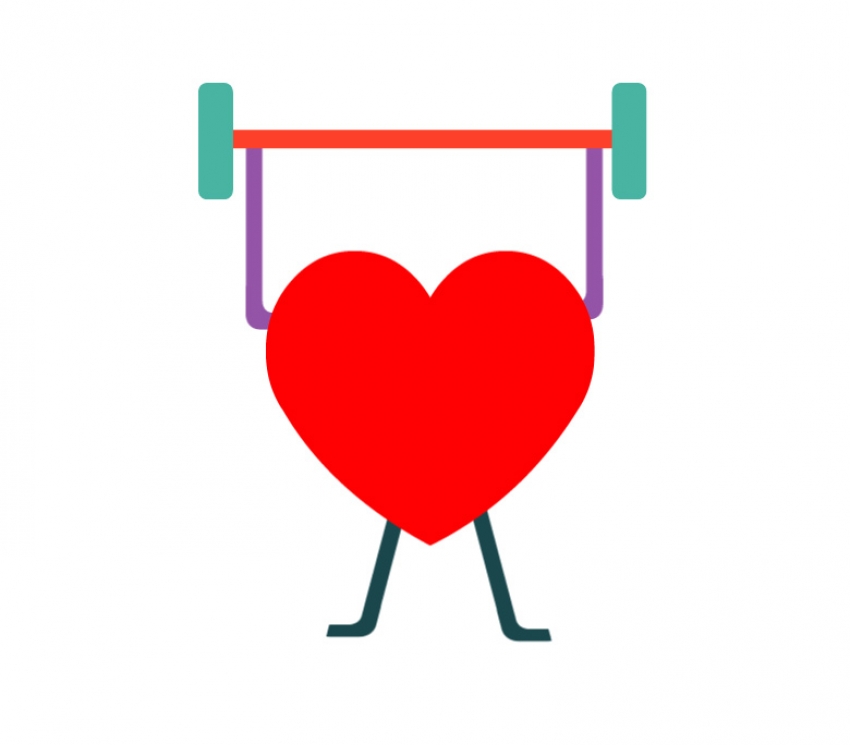Health Medicine Animated Clipart-cartoon heart exercise with weights