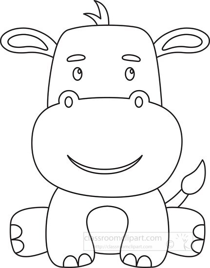 cartoon hippo sitting on the ground with a smile on its face bla