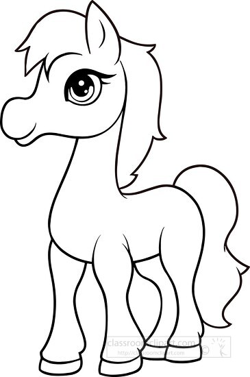 cartoon horse with a long mane and a big nose