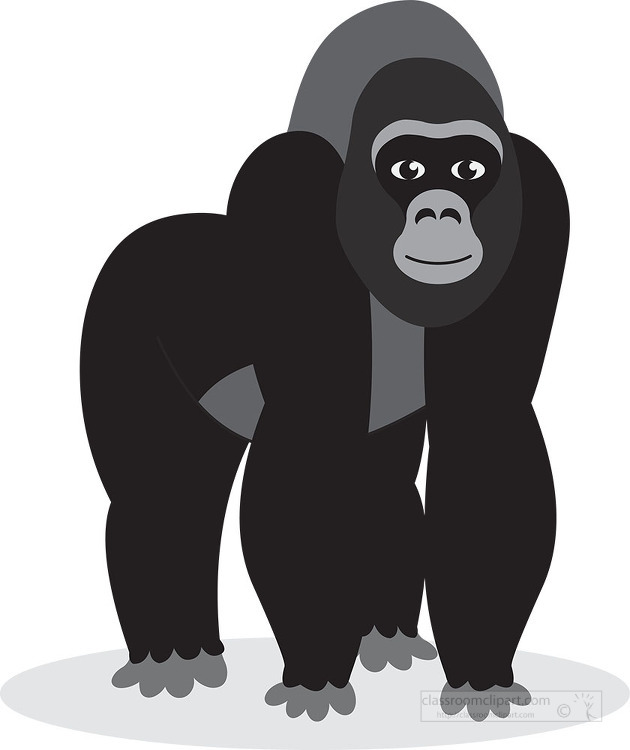 Animal Gray White Clipart-cartoon image of a gorilla standing on hind ...