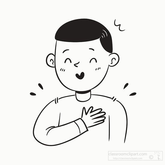 cartoon man smiling one hand on his chest expressing gratitude