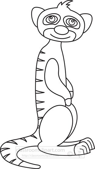 cartoon meerkat standing on its hind legs black outline clip art