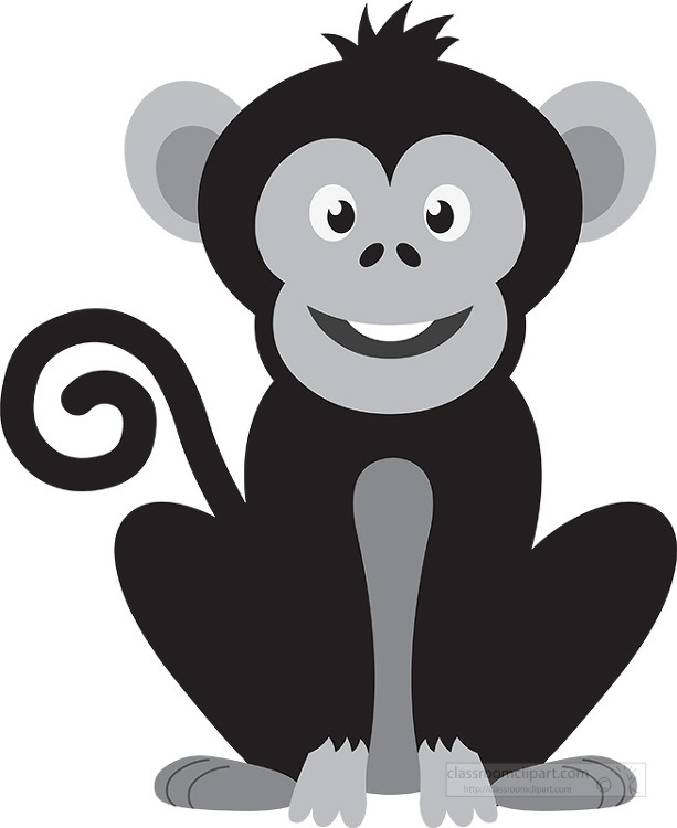 cartoon monkey face black and white