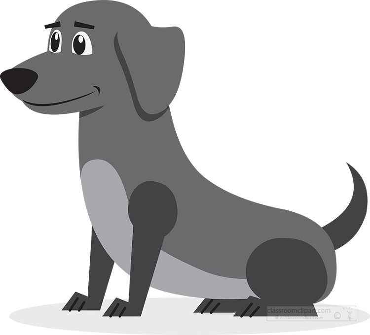 cartoon of a cute brown dachshund dog gray color