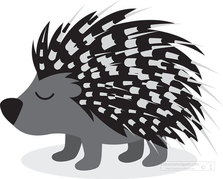 cartoon of a cute spiky porcupine gray color clip art