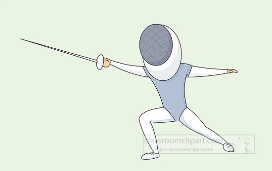 cartoon of a fencer in a fencing stance with a sword