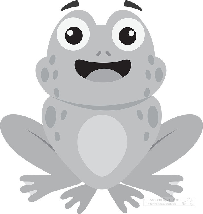 cartoon of a green frog with a big smile gray color clip art