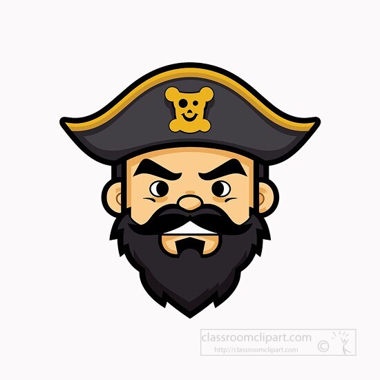 cartoon of a pirate captain with black beard