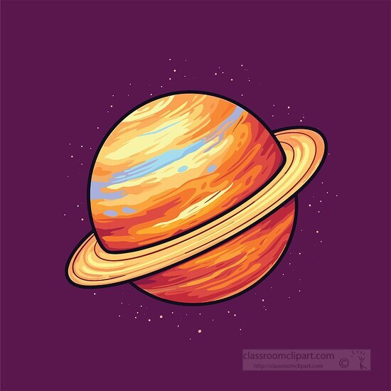 cartoon planet jupiter with ring clipart