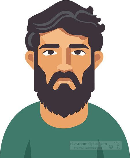 cartoon portrait of a serious looking man clipart