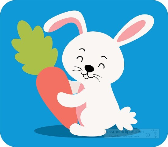 cartoon rabbit holding a carrot in its paws