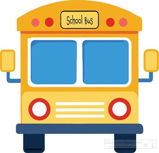 cartoon school bus with the sign school bus