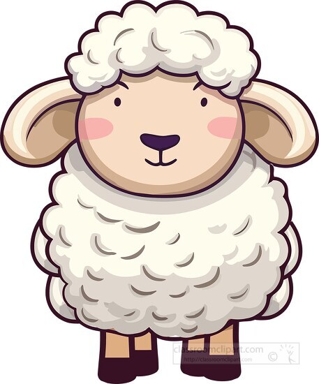 cartoon sheep with a white face and pink cheeks clip art