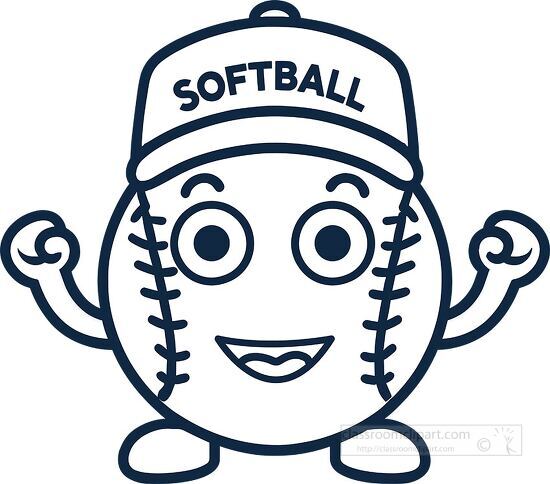 cartoon softball character with a cap