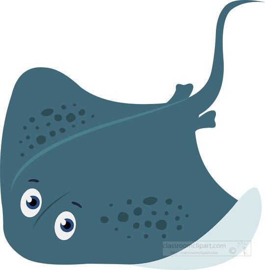 cartoon stingray with blue eyes and a long tail