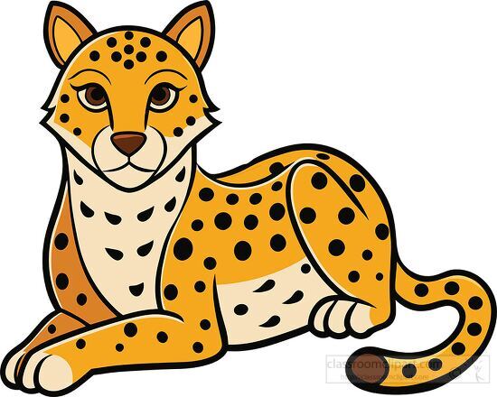 cartoon style cheetah resting on all four legs