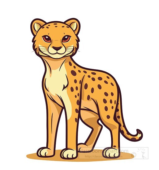 cartoon style cheetah with long tail clip art