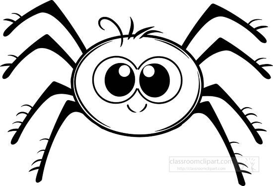 cartoon style funny spider black outline