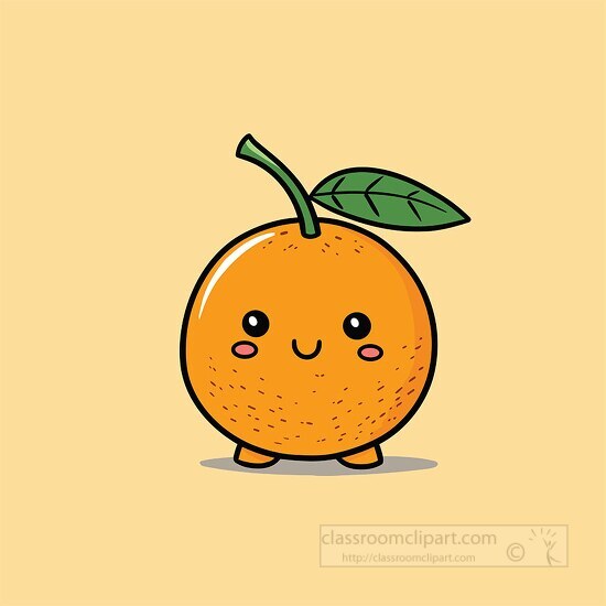 cartoon style orange fruit with face clip art