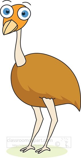 cartoon style ostrich with big blue eyes clip art