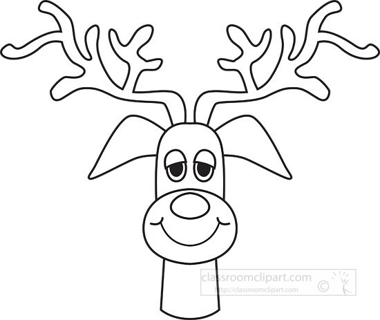 cartoon style reindeer black outline clipart