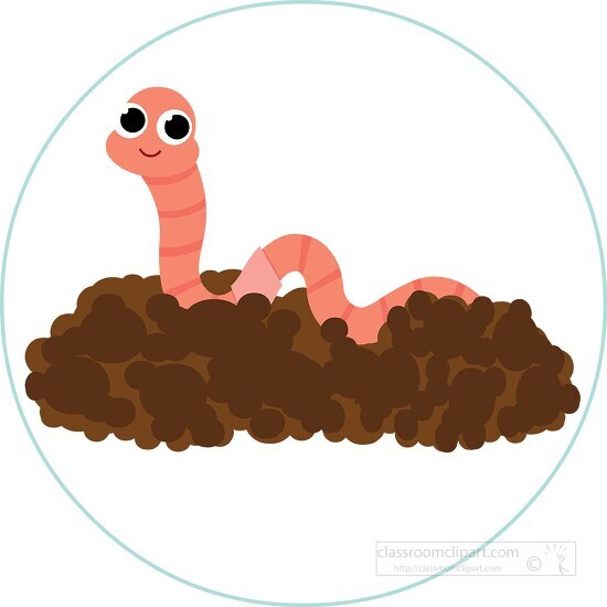 cartoon style segemented earth worm in soil clipart