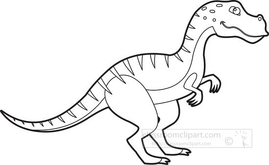 cartoon t rex dinosaur is standing on its hind legs outline