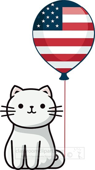 cat with american flag balloon clip art