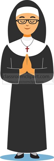 catholic nun with eyes closed hands folded in prayer clipart
