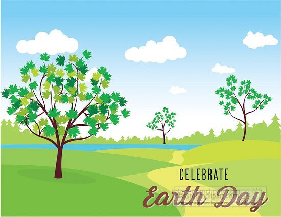 celebrate earth day scene with greens trees grass clipart