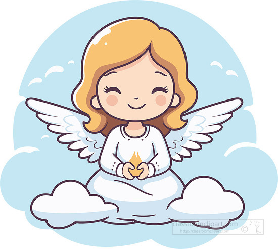 Angel Clipart-celestial angel in the sky sits on cloud