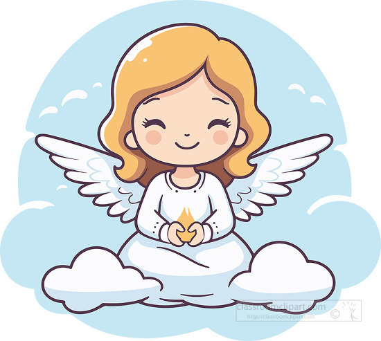 celestial angel in the sky sits on cloud