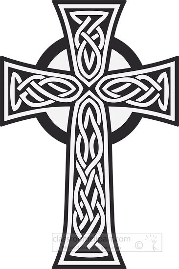 celtic cross with black bold lines clip art