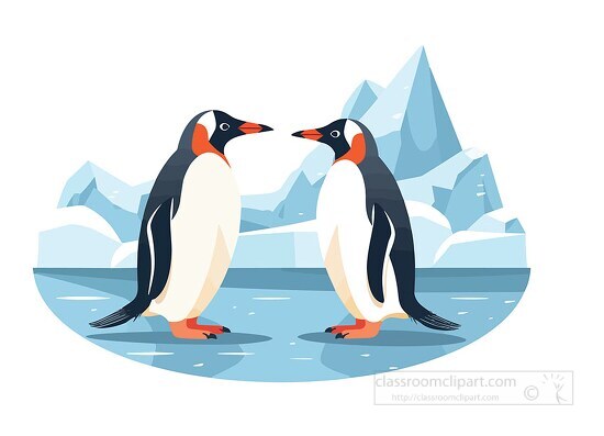 charming sight of two penguins standing on ice