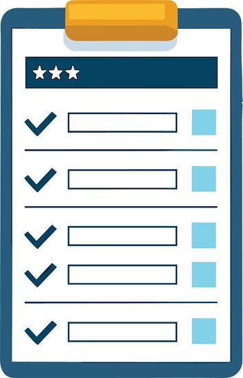 checklist on a clipboard with multiple items clipart