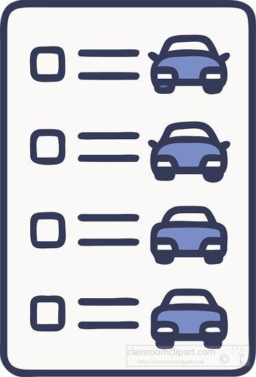 checklist with cars and empty checkboxes on the left