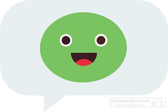 cheerful green emoji with a wide smile inside