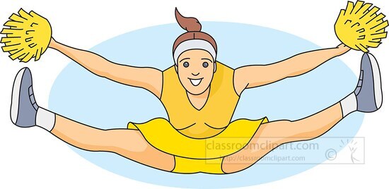 cheerleader wide jump in the air clipart