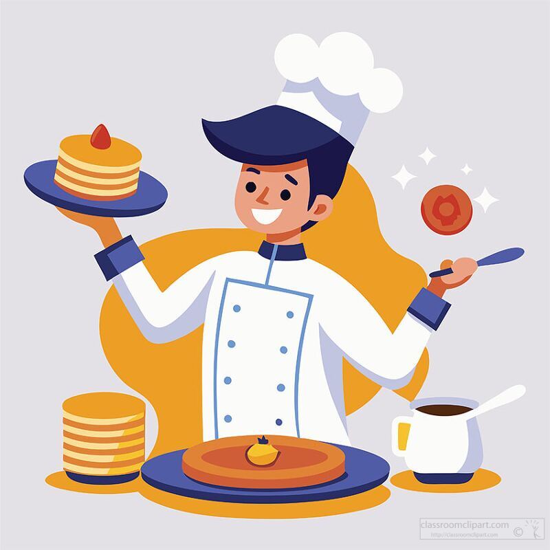 chef making pancakes for breakfast